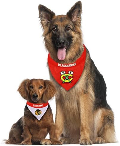 NHL Chicago Blackhawks Bandana for Dogs & Cats, Small/Medium. - Cute & Stylish Bandana! The Perfect Hockey Fan Scarf Bandana, Great for Birthdays Or Any Party!