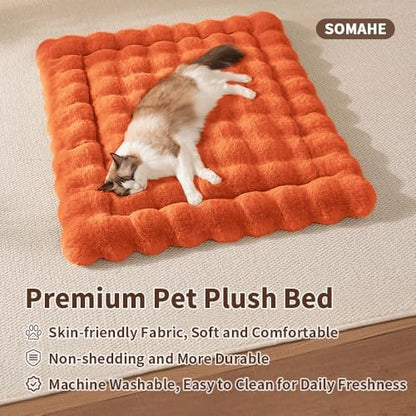 SOMAHE Soft Plush Cat Bed Mat, Machine Washable, Small 23x15 Vibrant Orange