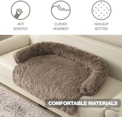Calming Dogs/Cats Bed Mats, Dog Pad Washable Removable Couch Cover, Plush Long Fur Mat for Pets, Waterproof, Perfect for Small, Medium and Large Dogs and Cats (Desert Brown, 59"x39"x 6.0")