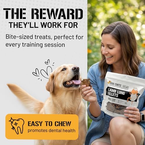 Dog Chits Lamb Lung Fillets Dog and Puppy Treats - Low Fat, High Protein Single Ingredient Dog Treat - Easy to Break Slices - Great for Training - Made in USA, Large 10 oz. Bag
