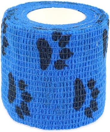 Self Adhesive Bandage Wrap Animal Cohesive Bandage Self Adherent Wrap First Aid Tape for Dogs Cats Horses Birds & Wrist Healing Ankle Sprain (2 Inch Mixed Cat Paw 6 Rolls)