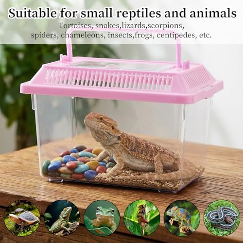 12 PCS 7"×4.3"x4.3" Large Plastic Reptile Terrariums Carrier Cage Snake Breeding Box Hatching Container Clear Fish Tank with Ventilated Lid for Spider, Tarantula, Hermit Crab, Lizard, Turtle