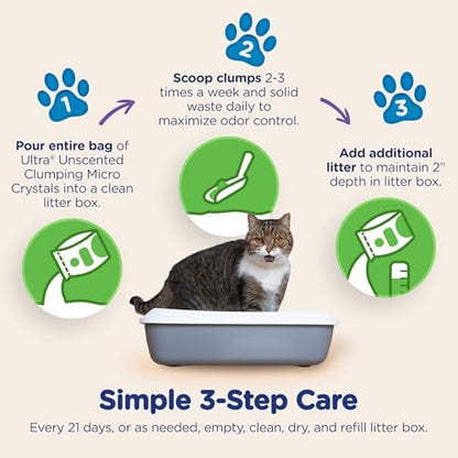Ultra by Cat's Pride Clumping Micro Crystals Litter, Fragrance Free, 15lb