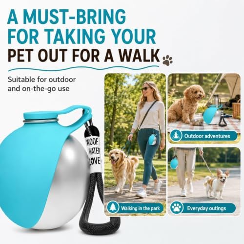 Portable Dog Water Bottle Pet Travel Water Bowl Dog Water Bottle (Blue, 02)