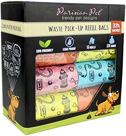Parisian Pet Ecofriendly Dog Poop Bags Rolls - 320 Count Unscented Poop Bags For Dogs - Leakproof, Extra Thick, 16 Dog Waste Bags Refill Rolls - Doggie Poop Bags - Fits All Dispenser - Shoutout