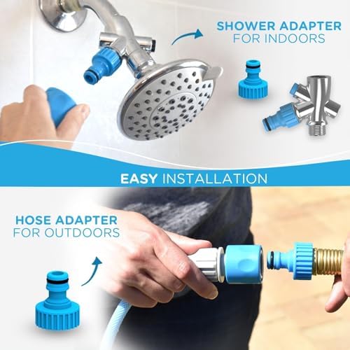 Aquapaw Dog Bath Brush & Sprayer - Hands-Free Shower Scrubber - Adjustable Sprayer & Shower Hose Attachment - Silicone Massage Brush for Dog Grooming Supplies - Original, Blue