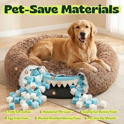 Memory Foam Orthopedic Dog Beds for Extra Large Size Dogs,42 Inch,Camel