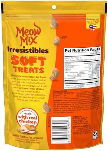 Meow Mix Irresistibles, Soft Cat Treats Made with Real Chicken, 5 Pouches