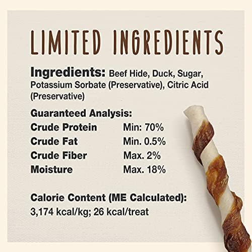 Cadet Gourmet Beef Hide & Duck Flavor Twists Dog Chew Sticks, 50 Count