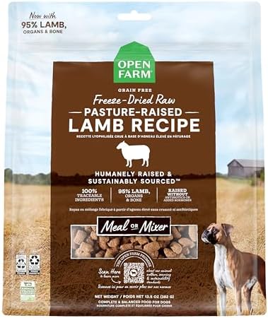 Open Farm Freeze Dried Raw Dog Food, Lamb Bite-Sized Morsels, 13.5oz Bag