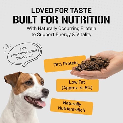 Dog Chits Bison Lung Food Topper for Dogs & Puppies - Single Ingredient, High Protein, Grain Free & Easy to Digest - Natural Dog Treats for Picky Eaters - Sprinkle on Food - Made in USA - 7 oz