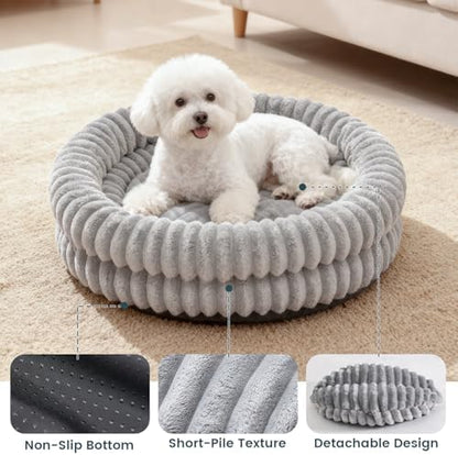 Cat Bed, Cute Donut Kitten Bed Indoor, 20x20x6.5, Gray