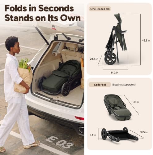 Mompush Wiz 2-in-1 Bassinet Stroller with Car Seat Adapter, Reversible Seat