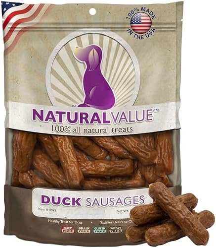 Loving Pets Natural Value Duck Sausages - Soft Jerky Dog Treats for Large & Small Breeds - Healthy Gluten, Wheat, Soy & Grain Free Pet Treats for Dogs