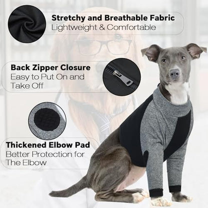 Lelepet Dog Recovery Suit for Front Legs Dog Sleeve to Stop Licking Black L