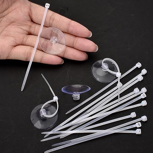 Suction Cups with Zip Ties 30 Pieces Small Aquarium Suction Cups and 50 Pieces Adjustable Zip Ties Cables Set for Aquarium Fish Tank, Crafts, Festivals Decoration