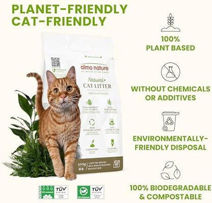 Natural Unscented Cat Litter - 10 lbs - Plant-Based, Clumping, Biodegradable, Non-Toxic, Compostable, Eco-Friendly, Odor Control, Low Dust, Safe for Cats & Kittens. (Pack of 2)