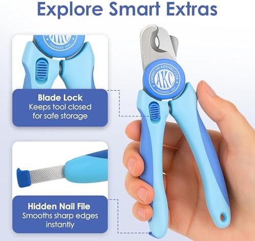 AKC Dog & Cat Stainless Steel Nail Clippers with Safety Guard and Nail File