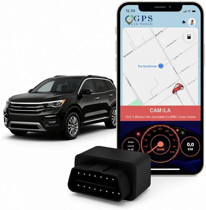 OBD GPS Tracker for Cars – 3 Months Free Trial, 10s Real-Time Tracking, 1-Year History, Speed & Driving Alerts, Mileage Log, No Charging Needed, Global Coverage, No Roaming Fees – Plans from $4.99/mo