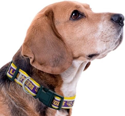 Pets First Collegiate PET Collar New Version LSU Tigers Dog Collar, Size Large. Best Sports Team Color for Dogs & Cats. A Shiny & Colorful Dog & Cat Collar Licensed by The NCAA