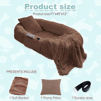 YAEM Human Dog Bed for Adult, 71"x45"x12" Calming Giant Pet Bed, Coffee