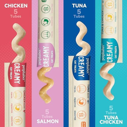 PETPHABET Lickable Cat Treats Squeeze, 4 Flavors Variety Pack 20 Tubes