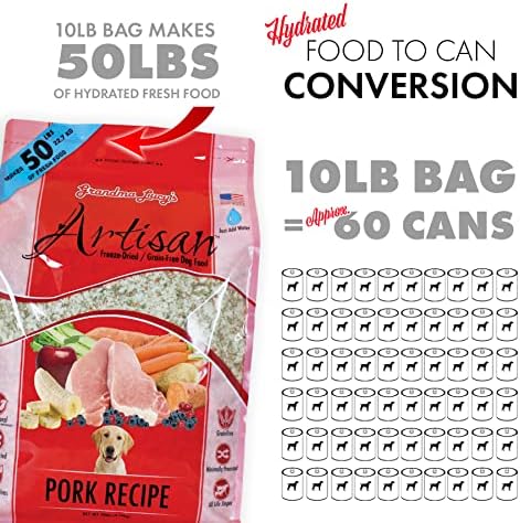 Grandma Lucy's Artisan Dog Food, Grain Free and Freeze-Dried - Artisan Pork, 3Lb Bag