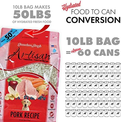 Grandma Lucy's Artisan Dog Food, Grain Free and Freeze-Dried - Artisan Pork, 3Lb Bag