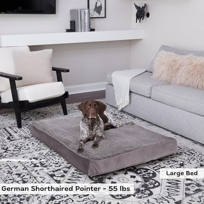 Happy Hounds Daisy Deluxe Supportive Sherpa Dog Bed, Large (48 x 36 in.), Pewter