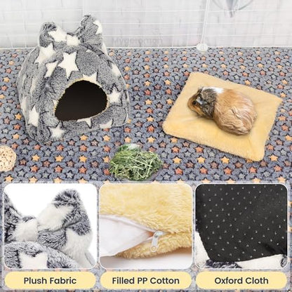 Mygeromon Guinea Pig Bed Rabbit Hideout Cuddle Cup Washable (Star Style)
