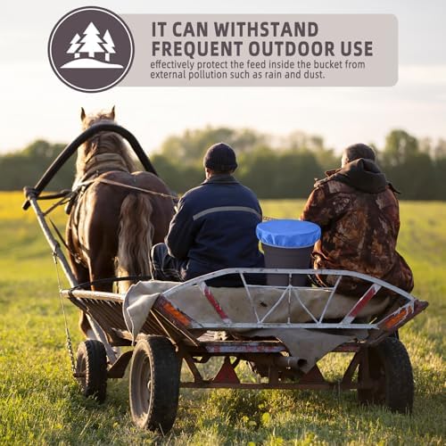 2-5 Gallon Horse Bucket Cover, Waterproof Horse Feed Bucket Cover, Lightweight and Easy to Use (Excluding Bucket, Blue)
