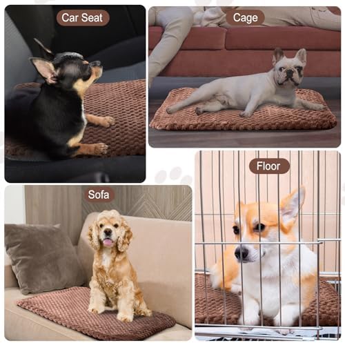 Drydiet 4 Pcs Self Heating Cat Pad Self Warming Cat Bed Dog Heating Pad Washable Thermal Pet Mat for Indoor Outdoor Pet 16 x 20 Inch Removable Non Slip(Coffee)