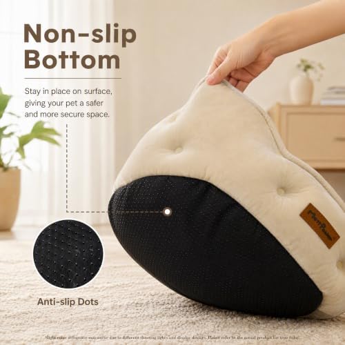 Cream Ivory Cat Bed for Indoor Cats, Removable Cushion Bed