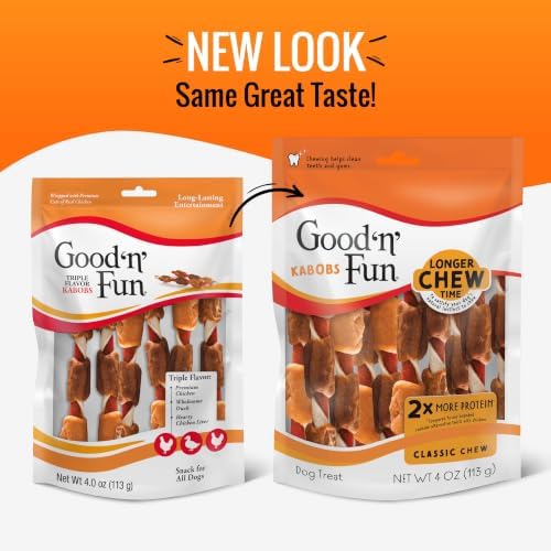 Good 'n' Fun Kabobs Long-Lasting Dog Treat Made With Real Protein, 4 oz