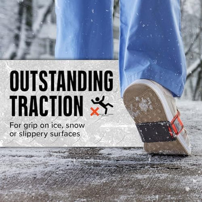 K1 Mid-Sole Ice Cleats - Rotatable Traction Aids For Flat Shoes - Indoor/Outdoor, Climbing, Driving - Slim Profile - Orange
