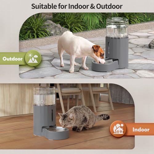 JUNSPOW Cat Water Dispenser and Stainless Steel Bowl