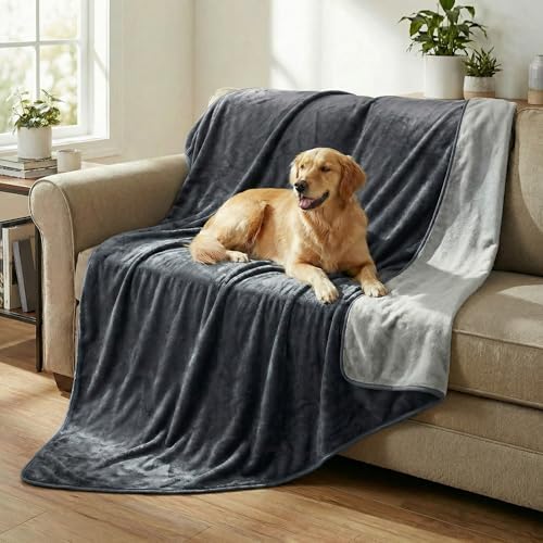 Lavish Home Waterproof Blanket - 80x80 King-Size Blanket for Kids, Pets, and Outdoors - Throw for Bed, Couch, Chair and Car (Gray)