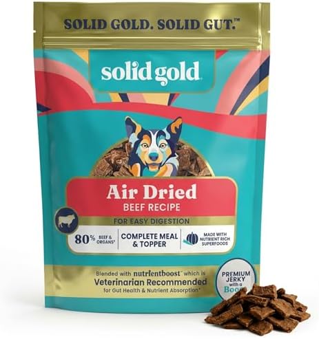 Solid Gold Air Dried Dog Food Topper & Treats for Picky Eaters, Beef, 2lb