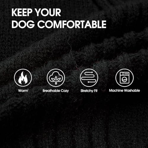 IECOii XXL Dog Sweater,Thermal Knit Turtleneck Big Dog Sweater with Sleeve