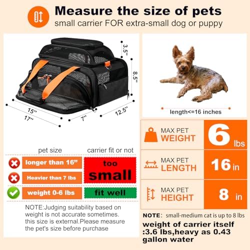 pidipiti 17x12.5x8.5 Soft-Sided pet Carrier,for Extra-Small Dog/Medium cat