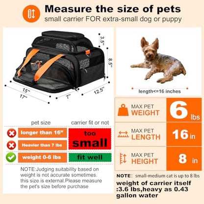 pidipiti 17x12.5x8.5 Soft-Sided pet Carrier,for Extra-Small Dog/Medium cat