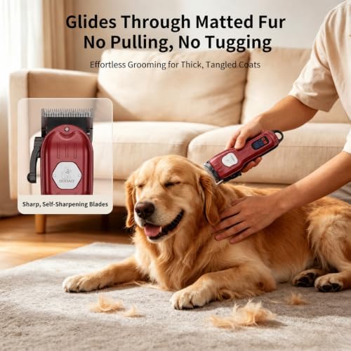 Dog Cordless Grooming Kit Low Noise for Heavy Thick Hair&Coats