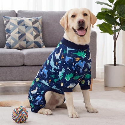 XPUDAC 4 Pack Dog Pajamas for Medium Large Sized Doggie Comfy Strechy Dog Pjs for Boy Puppy Clothes Cat Onesies Pet Outfits, 3XL