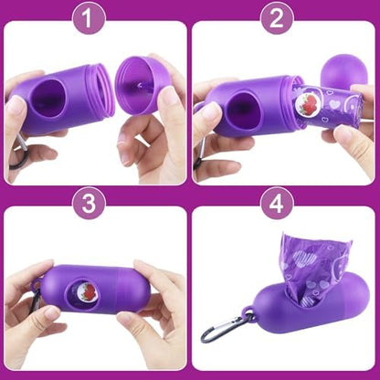 300 Count Leak Proof Purple Scented Dog Poop Bags Rolls with Dispenser
