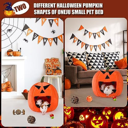 Guinea Pig Hideout - Guinea Pig Bed, Halloween Style Small Pet Hides, Ideal Bed for Small Pets, Pumpkin Shape, Orange