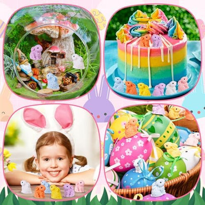 120PCS Miniature Resin Rabbit Easter Bunny Figurines for Easter Egg Fillers