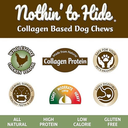 Fieldcrest Farms Nothin to Hide Flip Chips Dog Chews - Natural Rawhide Alternative Treats for Dogs, Collagen Based Snack for Moderate Chewers Up to 35lbs, Chicken Flavor