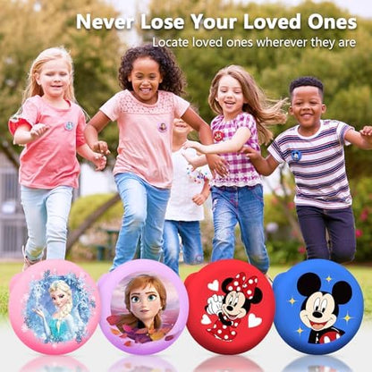 Waterproof for AirTag Holder for Kids - 4 Pack, Cute Cartoon Hidden Case with Safety Pin for Clothes, Luggage, Shoes, Backpack for Toddler, Elderly, Fully Hidden Tracker Case | Pink Purple Blue Red