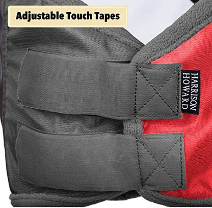 Harrison Howard Pro Luminous Horse Fly Mask Standard with Ears UV Protection for Horse Scarlet Red/Black XL Extra Full Size