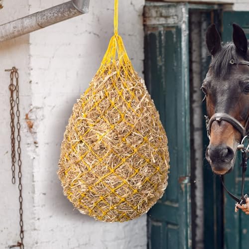 Slow Feed Hay Nets for Horses, 2 Pack,40 Inch,2 Inch Holes,Yellow